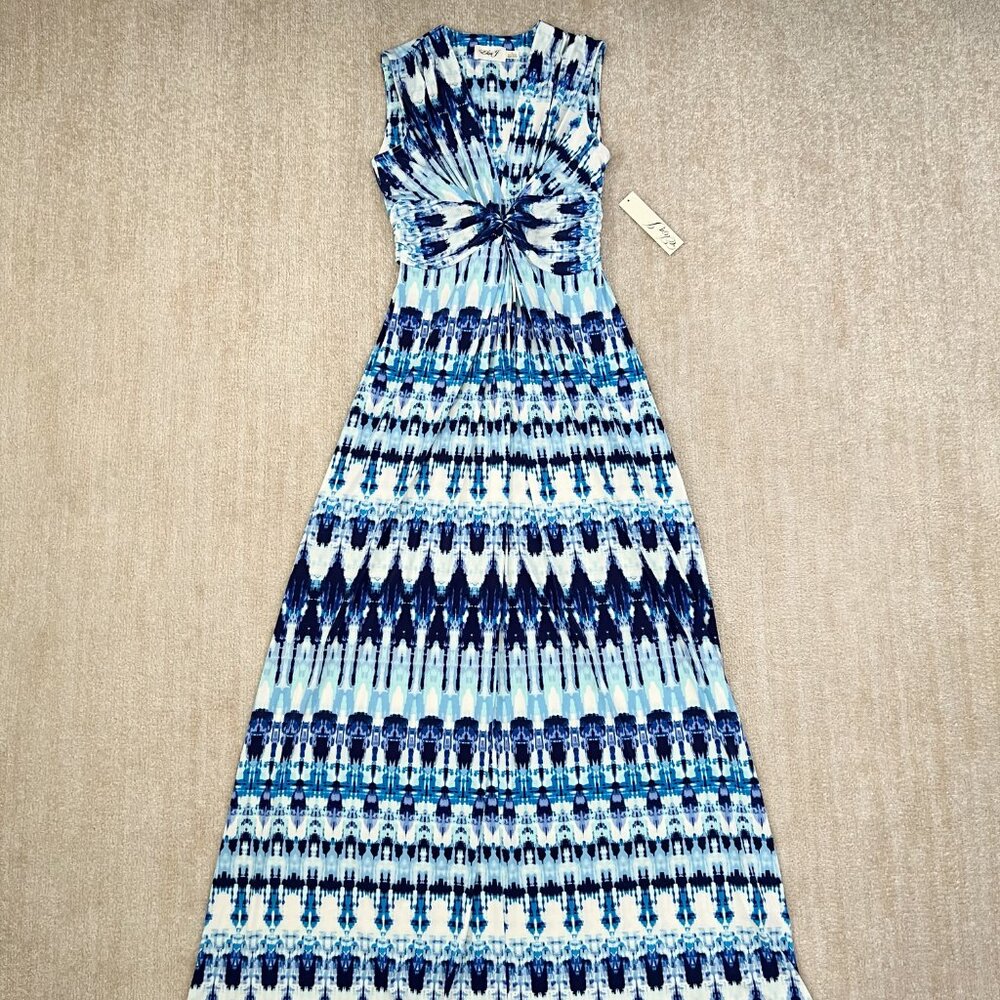 NWT Eliza J Blue and White Boho Summer Maxi Dress 6